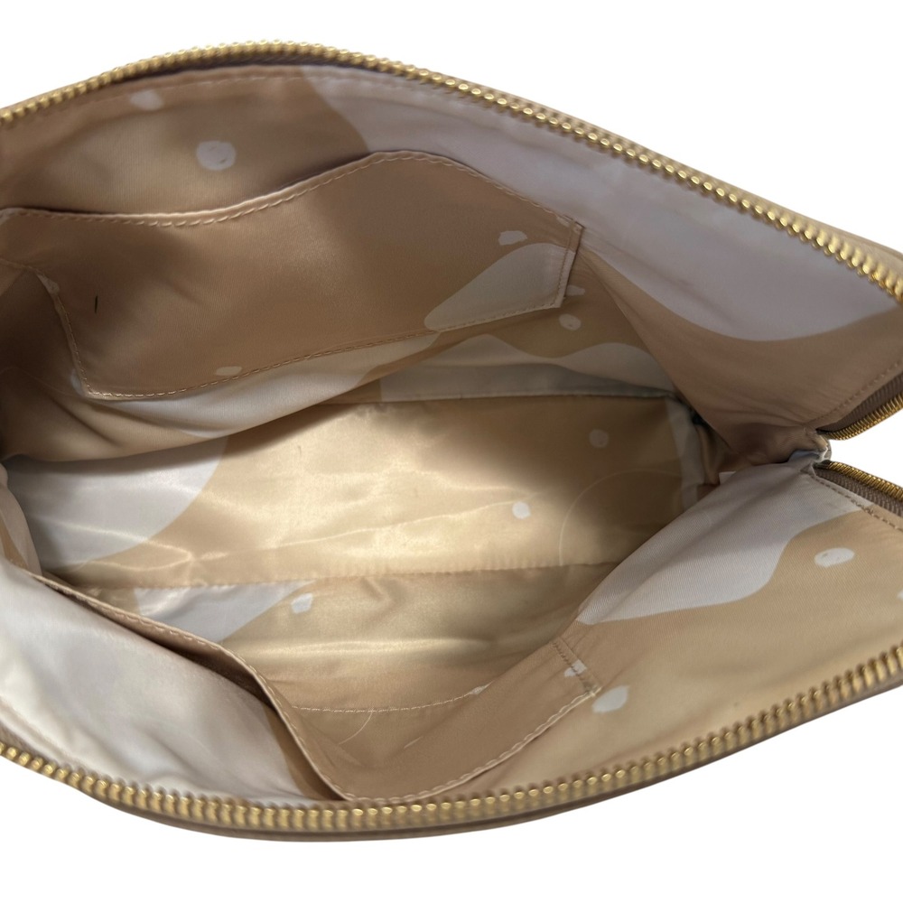 Alf the Label Leather Clutch Bag Grande Taupe Pebbled Gold Ring Ripple Carabiner - Picture 7 of 14